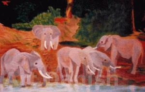 Elefanter Drikketid acryl